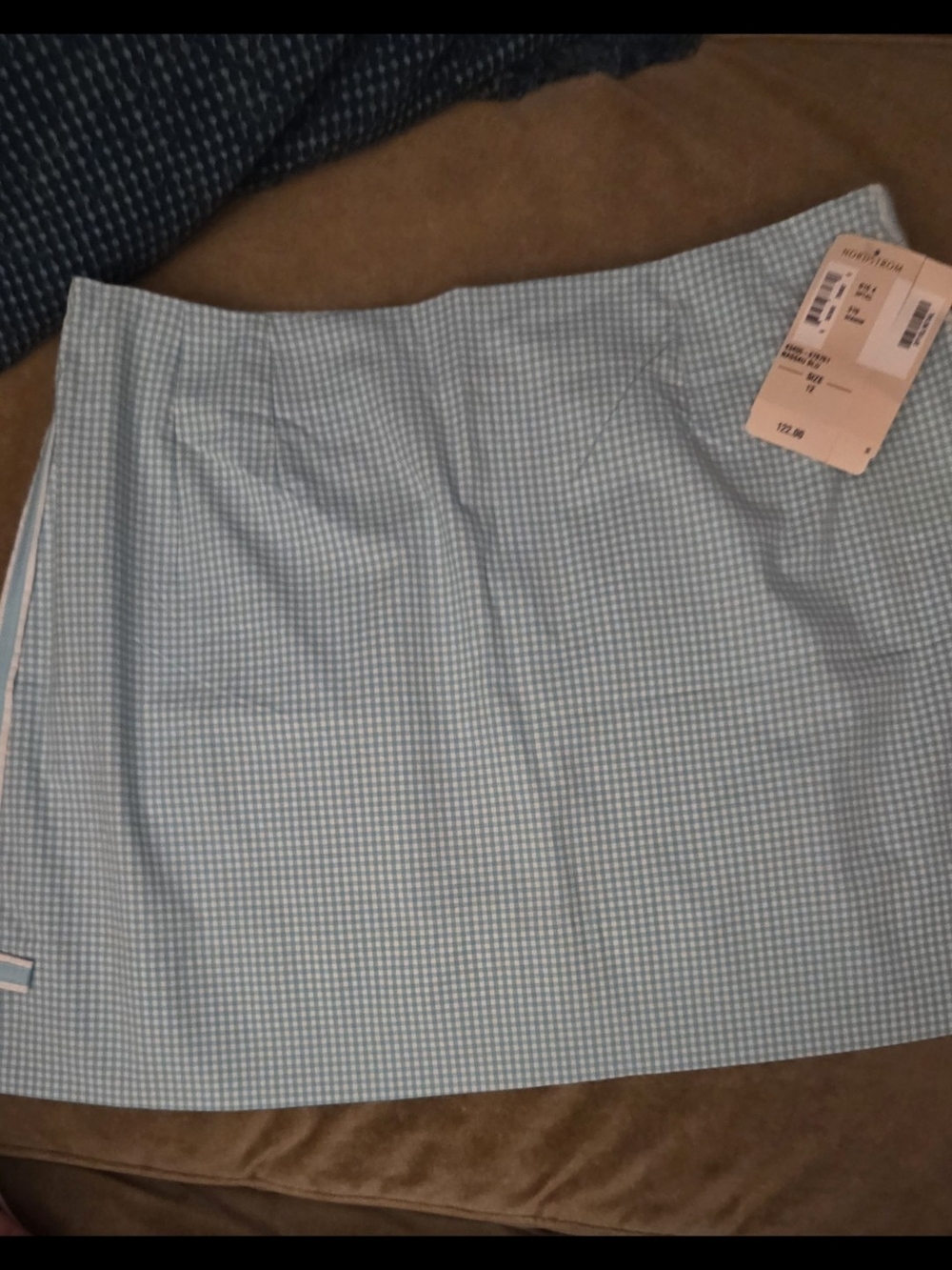 Lily Pulitzer Light Blue Stretch  Gingham Mini Skirt NWT Size 12